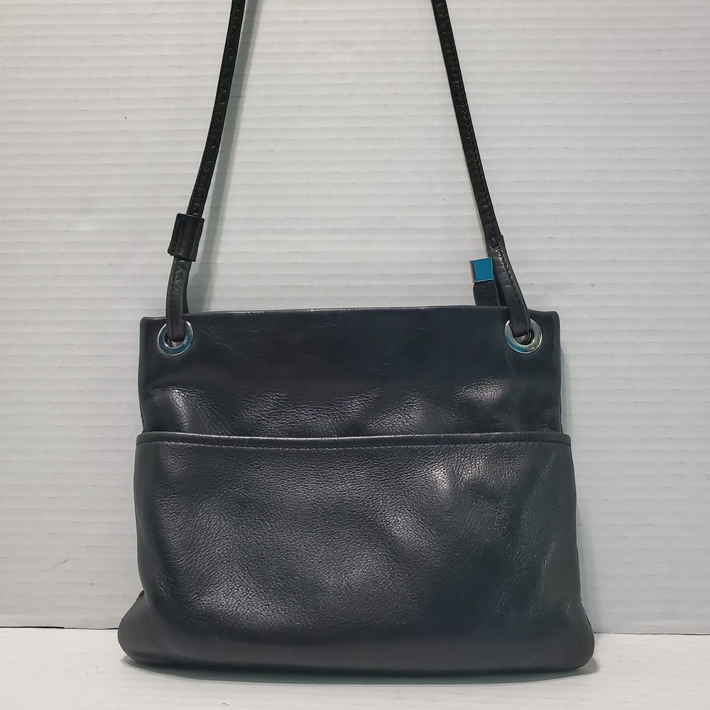 Margot New York Black Pebbled Genuine Leather Small Cross Body Bag